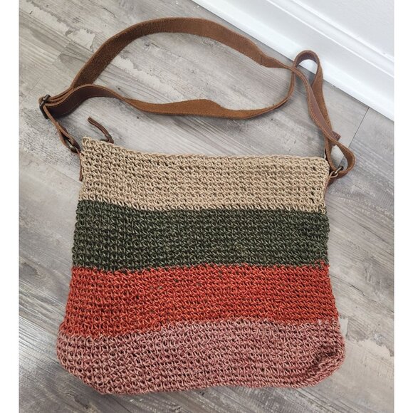 FATFACE Crochet Stripe Shoulder/Hobo Bag - Picture 1 of 9